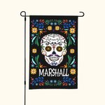 Personalizzato messicano floreale teschio di zucchero giardino bandiera con nome Yard Porch Decor Giorno dei morti regalo per la famiglia amante del g