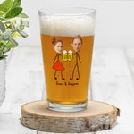 Personalized Photo Portrait Cheers Couple 16oz Glass with Name Birthday Anniversary Gift for Couple