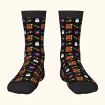 Personalized Pumpkin Ghost Spider Halloween Theme Soft Kid Crew Socks with Names Funny Halloween Party Gift for Children