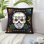 Personalised Mexican Floral Sugar Skull Throw Pillow Cover with Name Gothic Home Decor Day of the Dead Gift for Family