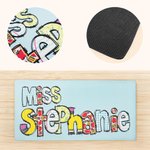 Personalized Cute Apple Pencil Doodle Letters Non-Slip Doormat with Title and Name Teacher Appreciation Back To School Gift for Teacher