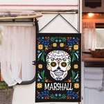 Personalizzato messicano floreale teschio di zucchero giardino bandiera con nome Yard Porch Decor Giorno dei morti regalo per la famiglia amante del g