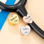 Personalized Medical Element Pattern Heart Stethoscope ID Tag with Engraved Name Birthday Nurse Graduation Gift for Nurse Doctor Medical Staff