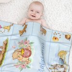 Personalized Classic Winnie the Pooh Soft and Warm Throw Blanket with Name Christmas Baby Shower Children's Day Gift for Baby Kids