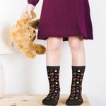 Personalized Pumpkin Ghost Spider Halloween Theme Soft Kid Crew Socks with Names Funny Halloween Party Gift for Children