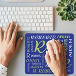 Personalized Word Clouds Non-slip Mouse Pad with Name Initial Desk Accessory Birthday Graduation Gift for Student Office Workers