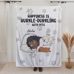 Personalized Happiness Is Hurkle Durkling with Pets Soft Throw Blanket with Name Birthday Gift for Dog Cat Pet Lovers