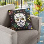 Personalised Mexican Floral Sugar Skull Throw Pillow Cover with Name Gothic Home Decor Day of the Dead Gift for Family