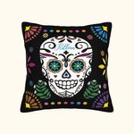 Personalised Mexican Floral Sugar Skull Throw Pillow Cover with Name Gothic Home Decor Day of the Dead Gift for Family