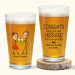 Personalized Photo Portrait Cheers Couple 16oz Glass with Name Birthday Anniversary Gift for Couple