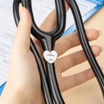 Personalized Medical Element Pattern Heart Stethoscope ID Tag with Engraved Name Birthday Nurse Graduation Gift for Nurse Doctor Medical Staff