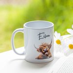 Taza de Cerámica de 11oz Personalizada con el Nombre de la Vaca de las Tierras Altas Regalo de Cumpleaños para los Amantes de las Vacas