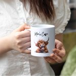 Taza de Cerámica de 11oz Personalizada con el Nombre de la Vaca de las Tierras Altas Regalo de Cumpleaños para los Amantes de las Vacas