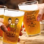 Personalized Photo Portrait Cheers Couple 16oz Glass with Name Birthday Anniversary Gift for Couple