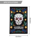 Personalizzato messicano floreale teschio di zucchero giardino bandiera con nome Yard Porch Decor Giorno dei morti regalo per la famiglia amante del g