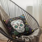 Personalised Mexican Floral Sugar Skull Throw Pillow Cover with Name Gothic Home Decor Day of the Dead Gift for Family