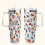 Personalizzato Mamma e bambini mano nella mano Fiori 3D 40 oz Tumbler isolato con nomi e cannuccia Regalo per la festa della mamma nonna