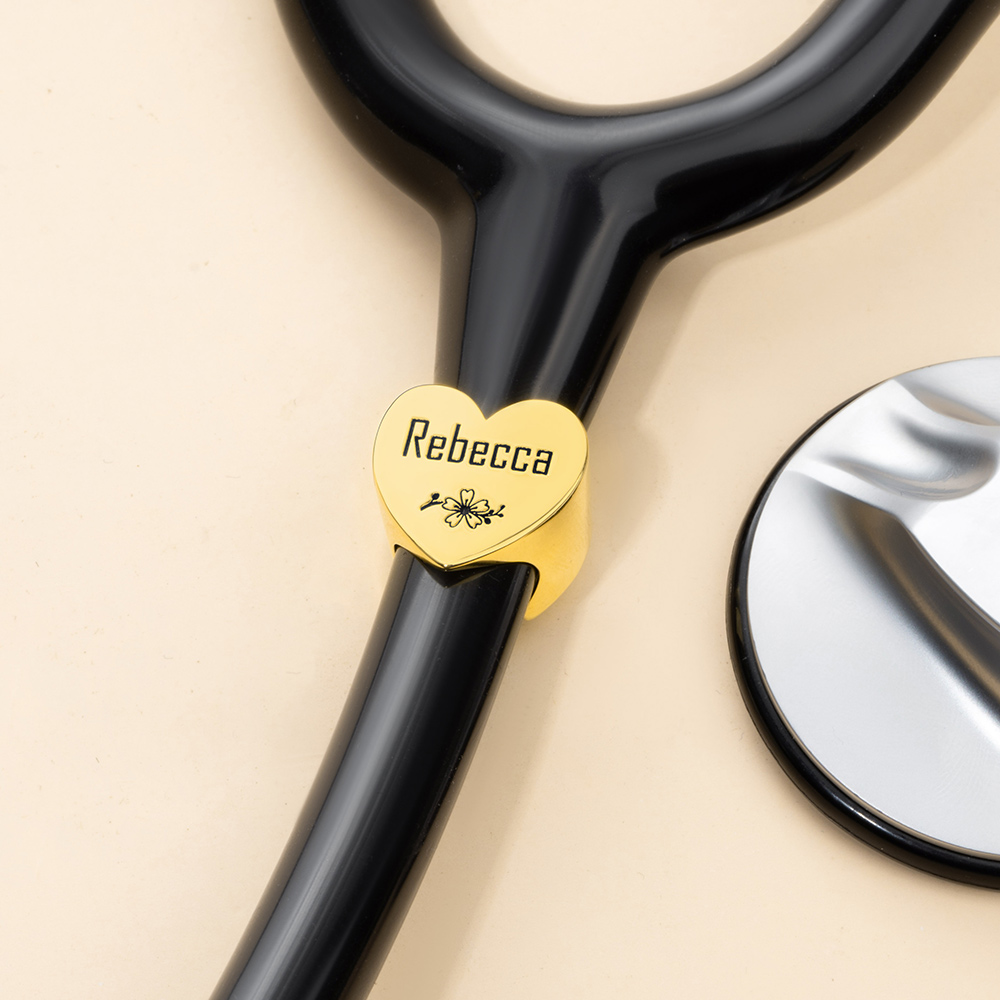 Étiquette d'Identification pour Stéthoscope Personnalisée avec Nom Gravé Accessoire en Métal Cadeau pour Infirmier Médecin Personnel Médical