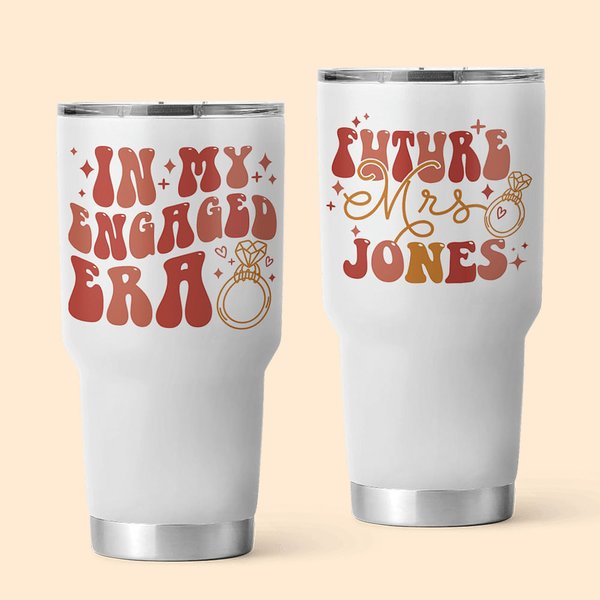 Personalizzato In My Engaged Era Future Mrs 30oz nome Tumbler con cannuccia e spazzola Engagement Bridal Shower Bachelorette Party Gift per le donne
