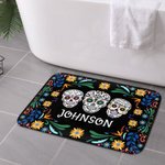 Personalized Mexican Floral Sugar Skull Doormat with Name Non-slip Home Decor Day of the Dead Housewarming Gift for Family Friend