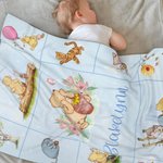 Personalized Classic Winnie the Pooh Soft and Warm Throw Blanket with Name Christmas Baby Shower Children's Day Gift for Baby Kids