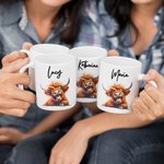 Taza de Cerámica de 11oz Personalizada con el Nombre de la Vaca de las Tierras Altas Regalo de Cumpleaños para los Amantes de las Vacas