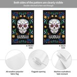 Personalizzato messicano floreale teschio di zucchero giardino bandiera con nome Yard Porch Decor Giorno dei morti regalo per la famiglia amante del g