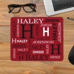 Personalized Word Clouds Non-slip Mouse Pad with Name Initial Desk Accessory Birthday Graduation Gift for Student Office Workers