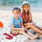 Personalized Colourful Cute Bunny Flower Beach Towel with Name Birthday Summer Party Gift for Kid