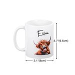 Taza de Cerámica de 11oz Personalizada con el Nombre de la Vaca de las Tierras Altas Regalo de Cumpleaños para los Amantes de las Vacas