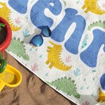 Personalized Colourful Cute Bunny Flower Beach Towel with Name Birthday Summer Party Gift for Kid