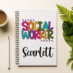 Personalized Colorful Social Worker A5 Spiral Notebook with Name Birthday Office Supplies Gift for Workers