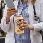 Personalised Stethoscope Birth Flower Bow 20oz Name Frosted Glass Tumbler with Bamboo Lid and Straw Appreciation Graduation Gift for Nurse Doctor