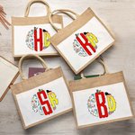 Bolsa de yute grande con asa personalizada con monograma de garabatos Regalo de agradecimiento para profesores educadores en el Día del Maestro