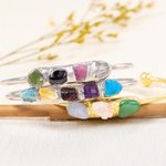 Personalizado 1-5 Cristal Raw Birthstones Ajustable Familia Bangle Día de la Madre Cumpleaños Regalo para las mujeres