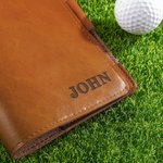 Personalised Pocket Leather Golf Scorecard Yardage Book Holder with Engraved Name Birthday Game Day Gift for Man Golf Lover