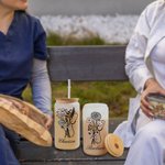 Personalised Stethoscope Birth Flower Bow 20oz Name Frosted Glass Tumbler with Bamboo Lid and Straw Appreciation Graduation Gift for Nurse Doctor