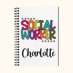 Personalized Colorful Social Worker A5 Spiral Notebook with Name Birthday Office Supplies Gift for Workers