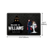Personalized Horror Couple Skull Doormat with Name Non-slip Home Decor Day of the Halloween Housewarming Gift for Couple