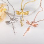 Personalized Dragonfly Necklace with Name Minimalist Jewellery Birthday Memorial Gift for Women Girls Dragonfly Lovers