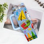 Personalised Colourful Composition Book Apple Crayon 40oz Insulated Tumbler with Name and Straw Back to School Appreciation Gift for Teacher