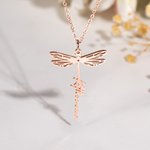 Personalized Dragonfly Necklace with Name Minimalist Jewellery Birthday Memorial Gift for Women Girls Dragonfly Lovers