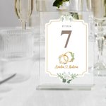 Personalized Birth Flower Tree Number Acrylic Wedding Table Number Sign Display Stand with Names and Date Wedding Gift for Couple Bride Groom