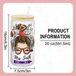 Personalizzato divertente Cartoon Donne Matita Mela Tema Insegnante 20 oz Bicchiere di vetro smerigliato con nome Apprezzamento Regalo di ritorno a sc