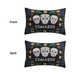 Personalizzato messicano floreale teschio di zucchero rettangolare cuscino di copertura con nome gotico Home Decor Giorno dei morti regalo per la fami