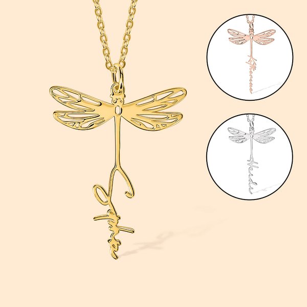 Personlig øyenstikker halskjede med navn Minimalistiske smykker Bursdagsgave til minne om bursdag for kvinner Jenter Øyenstikkerelskere