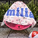 Personalized Colourful Cute Bunny Flower Beach Towel with Name Birthday Summer Party Gift for Kid