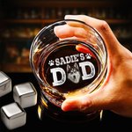 Personalised Pet's Mom Dad 10oz Old Fashioned Rocks Whisky Glass with Photo and Name Birthday Gift For Pet Lover