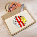 Bolsa de yute grande con asa personalizada con monograma de garabatos Regalo de agradecimiento para profesores educadores en el Día del Maestro