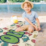 Personalized Colourful Cute Bunny Flower Beach Towel with Name Birthday Summer Party Gift for Kid